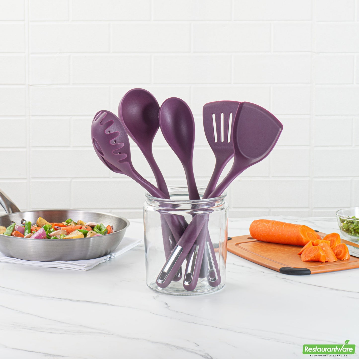 Wholesale Restaurantware Met Lux Purple Silicone Cooking Utensil Set - 6-Piece- Bulk