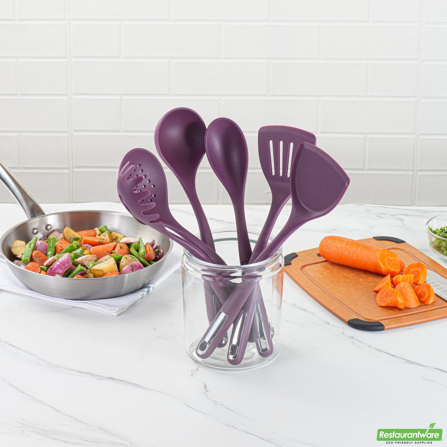 Wholesale Restaurantware Met Lux Purple Silicone Cooking Utensil Set - 6-Piece- Bulk