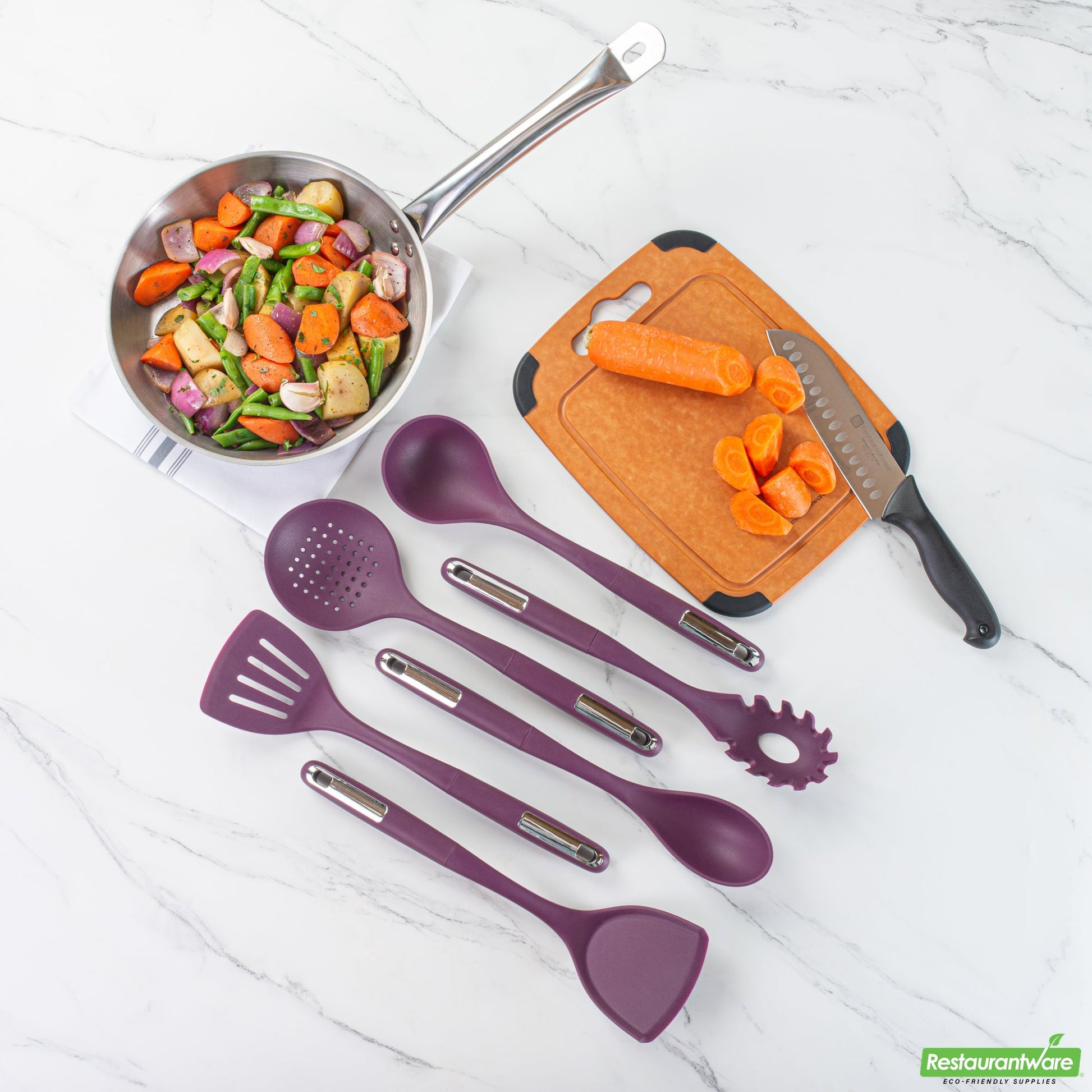 Wholesale Restaurantware Met Lux Purple Silicone Cooking Utensil Set - 6-Piece- Bulk