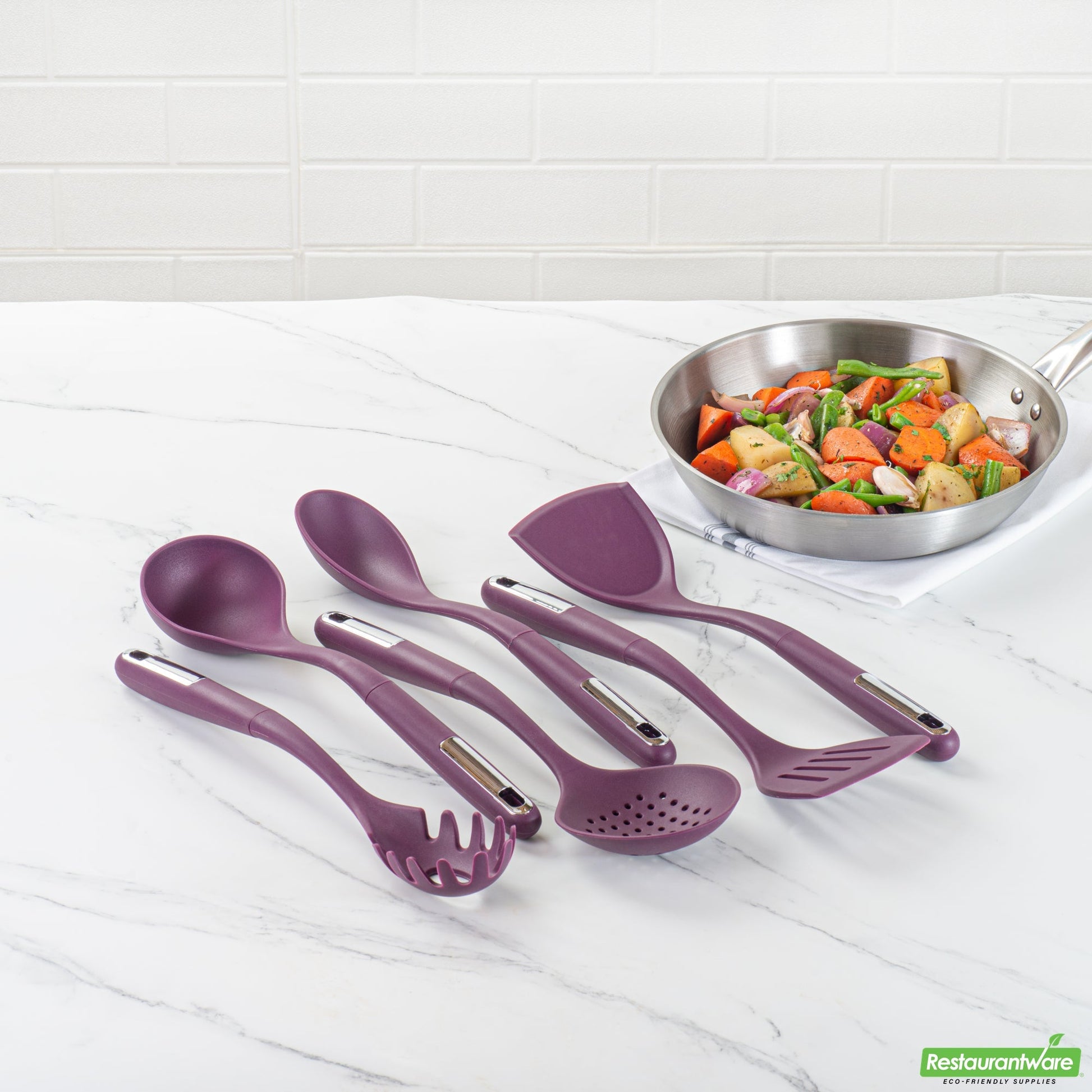 Wholesale Restaurantware Met Lux Purple Silicone Cooking Utensil Set - 6-Piece- Bulk
