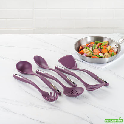 Wholesale Restaurantware Met Lux Purple Silicone Cooking Utensil Set - 6-Piece- Bulk