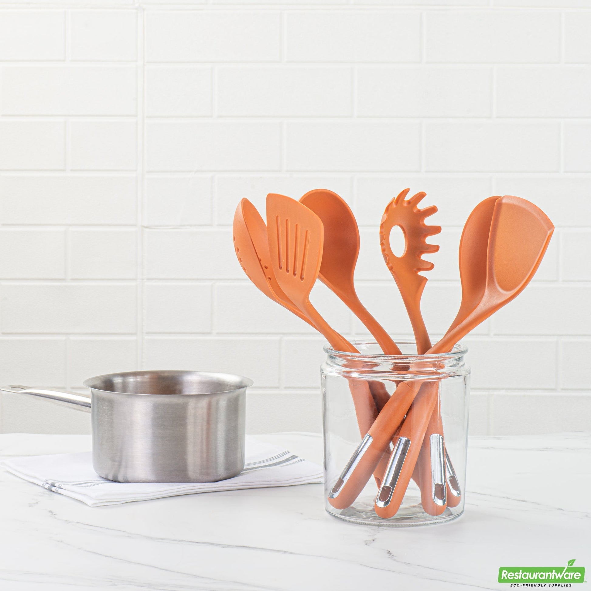 Wholesale Restaurantware Met Lux Orange Silicone Cooking Utensil Set - 6-Piece- Bulk