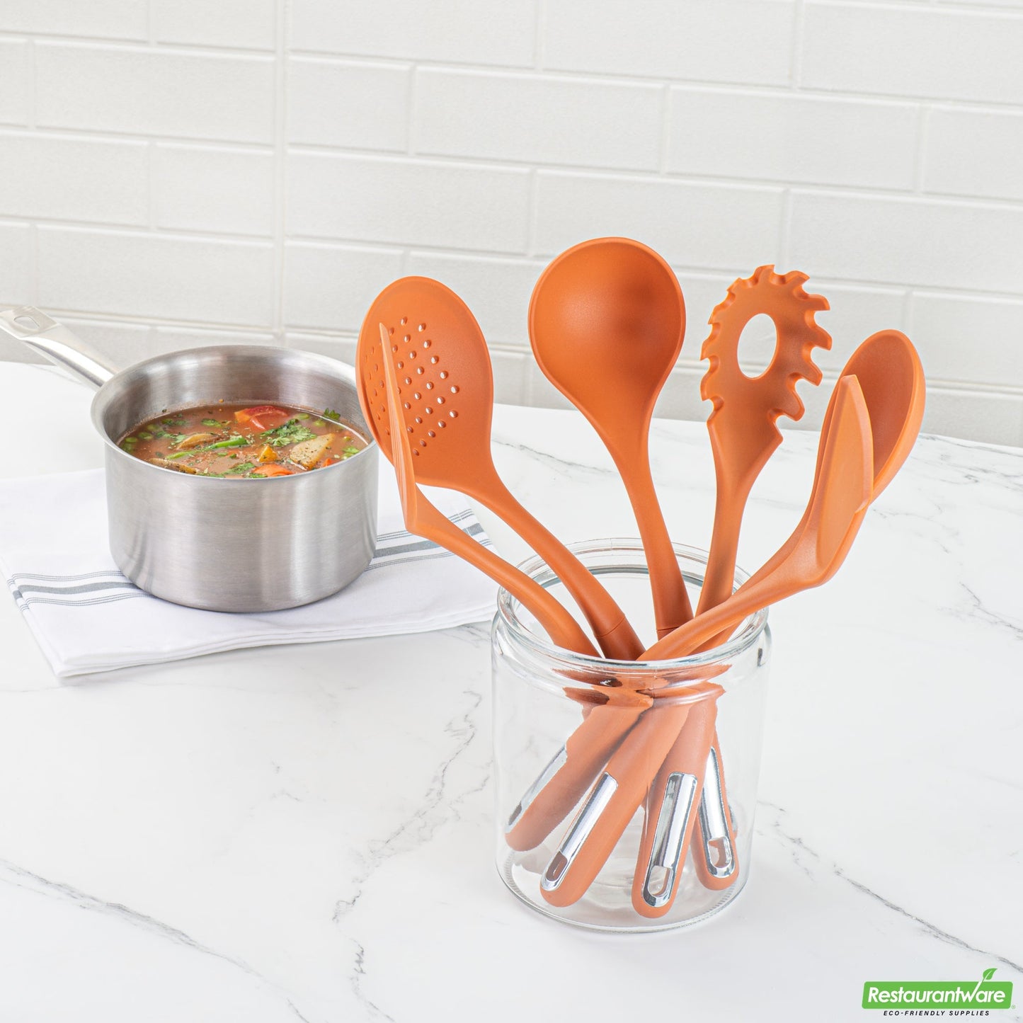 Wholesale Restaurantware Met Lux Orange Silicone Cooking Utensil Set - 6-Piece- Bulk