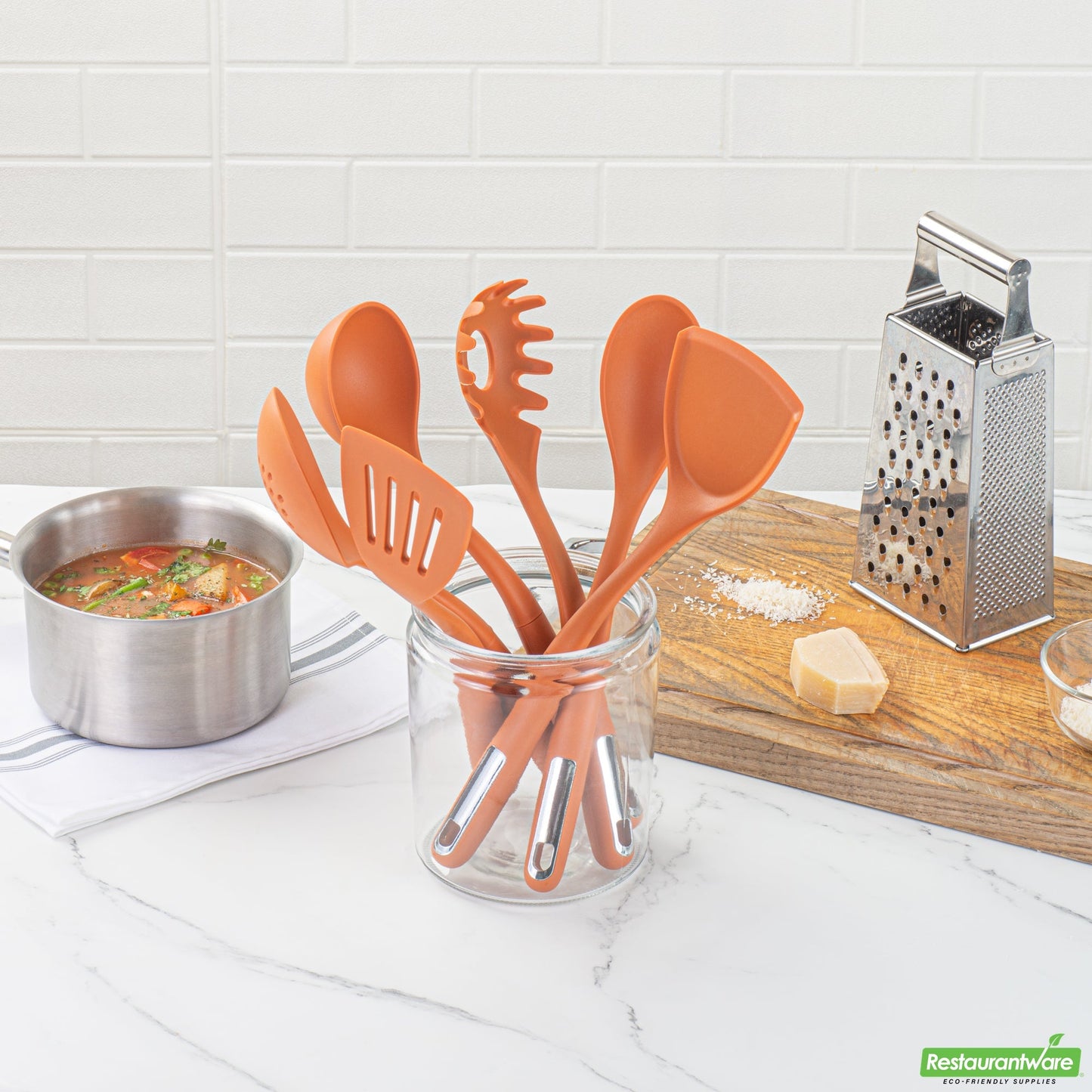 Wholesale Restaurantware Met Lux Orange Silicone Cooking Utensil Set - 6-Piece- Bulk