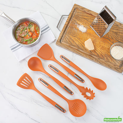 Wholesale Restaurantware Met Lux Orange Silicone Cooking Utensil Set - 6-Piece- Bulk