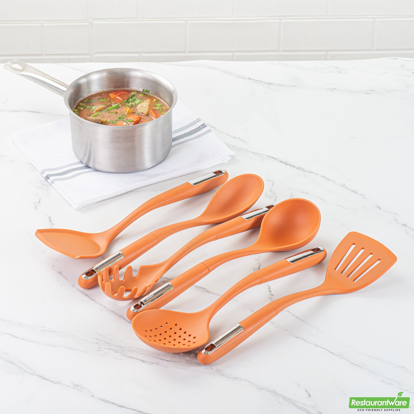 Wholesale Restaurantware Met Lux Orange Silicone Cooking Utensil Set - 6-Piece- Bulk