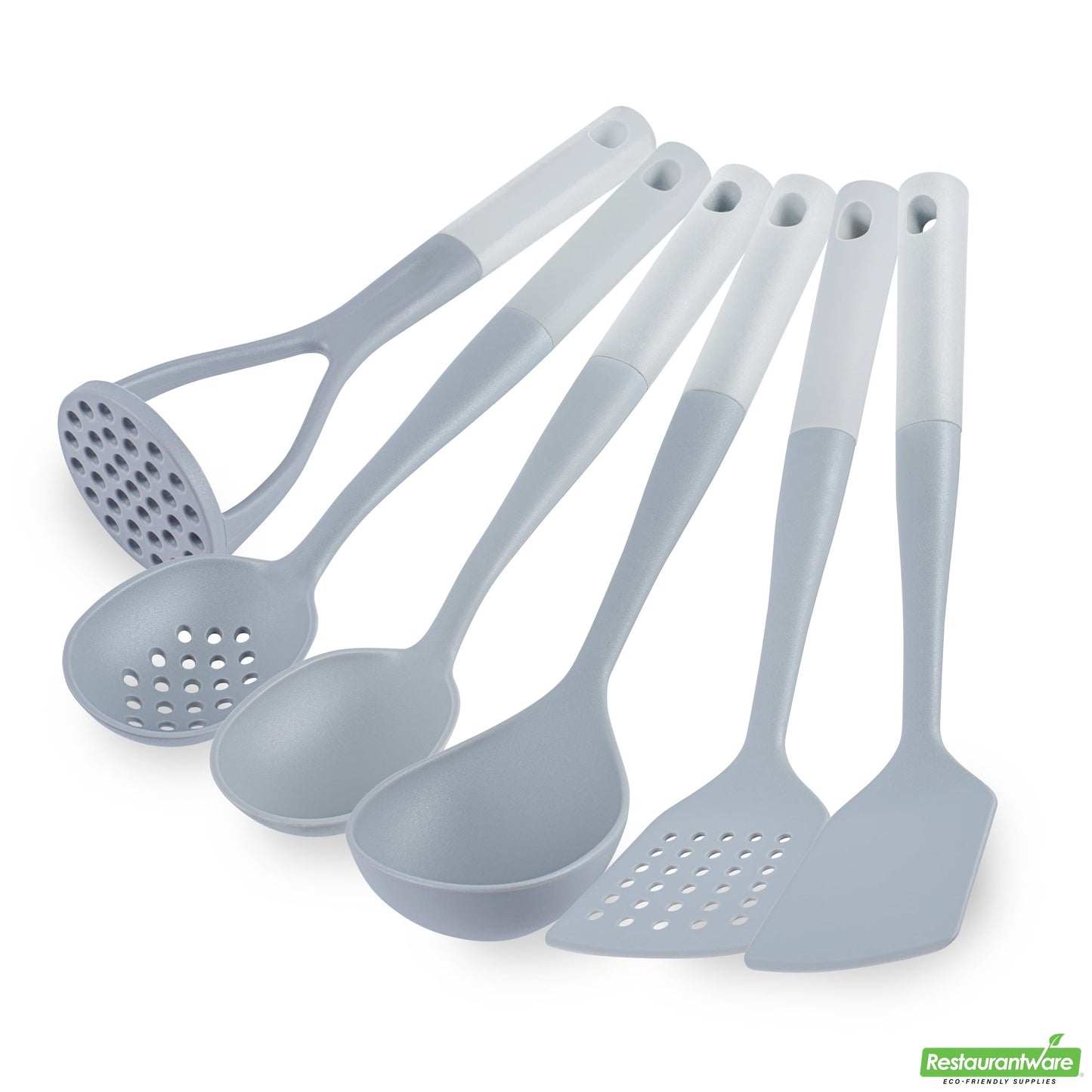 Wholesale Restaurantware Met Lux Gray and White Nylon High Heat Cooking Utensil Set - 6-Piece- Bulk