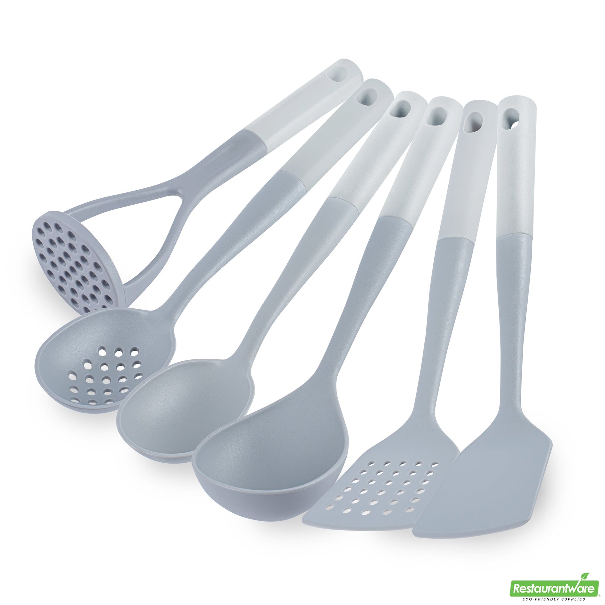 Wholesale Restaurantware Met Lux Gray and White Nylon High Heat Cooking Utensil Set - 6-Piece- Bulk