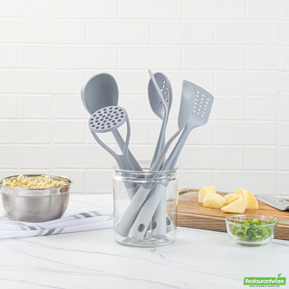 Wholesale Restaurantware Met Lux Gray and White Nylon High Heat Cooking Utensil Set - 6-Piece- Bulk