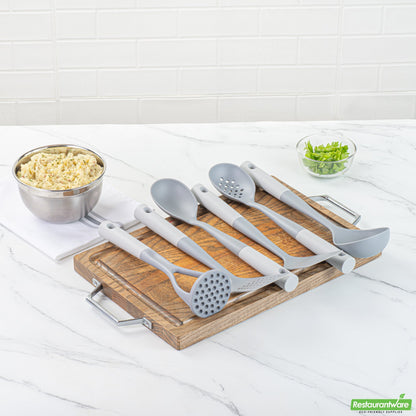 Wholesale Restaurantware Met Lux Gray and White Nylon High Heat Cooking Utensil Set - 6-Piece- Bulk
