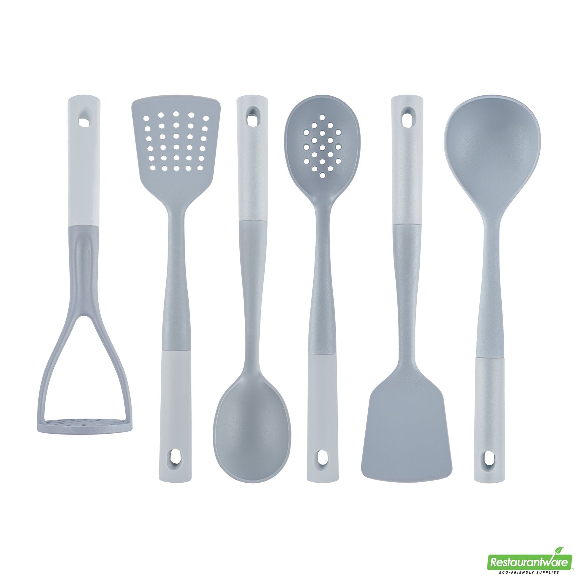 Wholesale Restaurantware Met Lux Gray and White Nylon High Heat Cooking Utensil Set - 6-Piece- Bulk