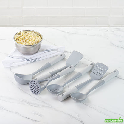 Wholesale Restaurantware Met Lux Gray and White Nylon High Heat Cooking Utensil Set - 6-Piece- Bulk