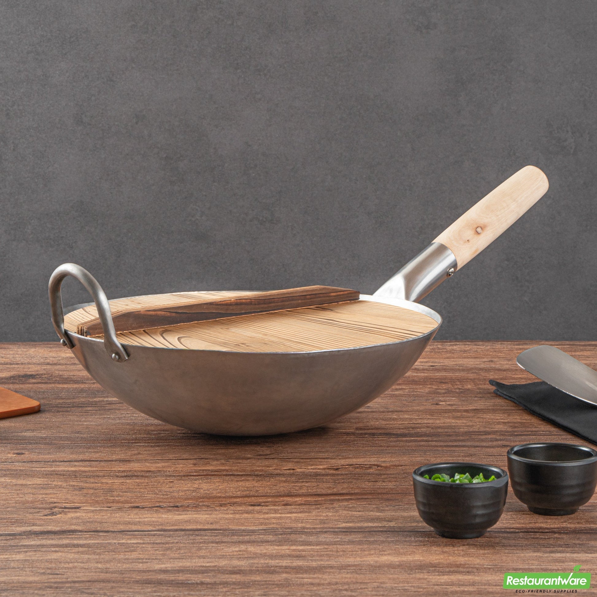 Wholesale Restaurantware 12" Handmade Lightweight Wood Wok Lid - 12.2" X 12.2" X 2.2"- Bulk
