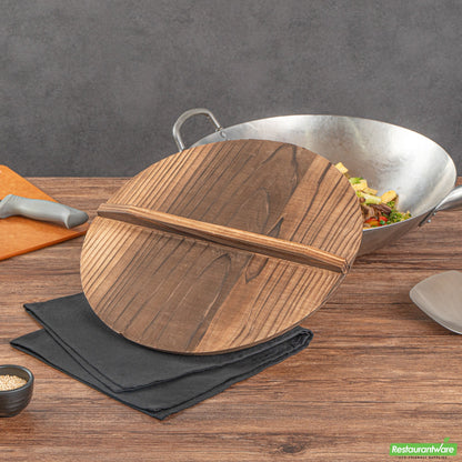 Wholesale Restaurantware 14" Handmade Lightweight Wood Wok Lid - 14.2" X 14.2" X 2.2"- Bulk