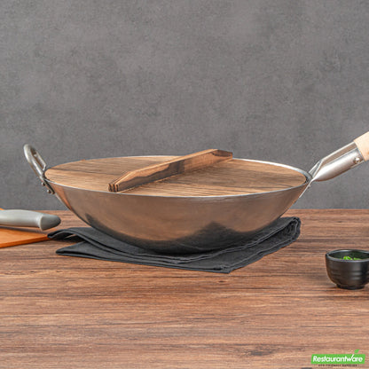 Wholesale Restaurantware 14" Handmade Lightweight Wood Wok Lid - 14.2" X 14.2" X 2.2"- Bulk
