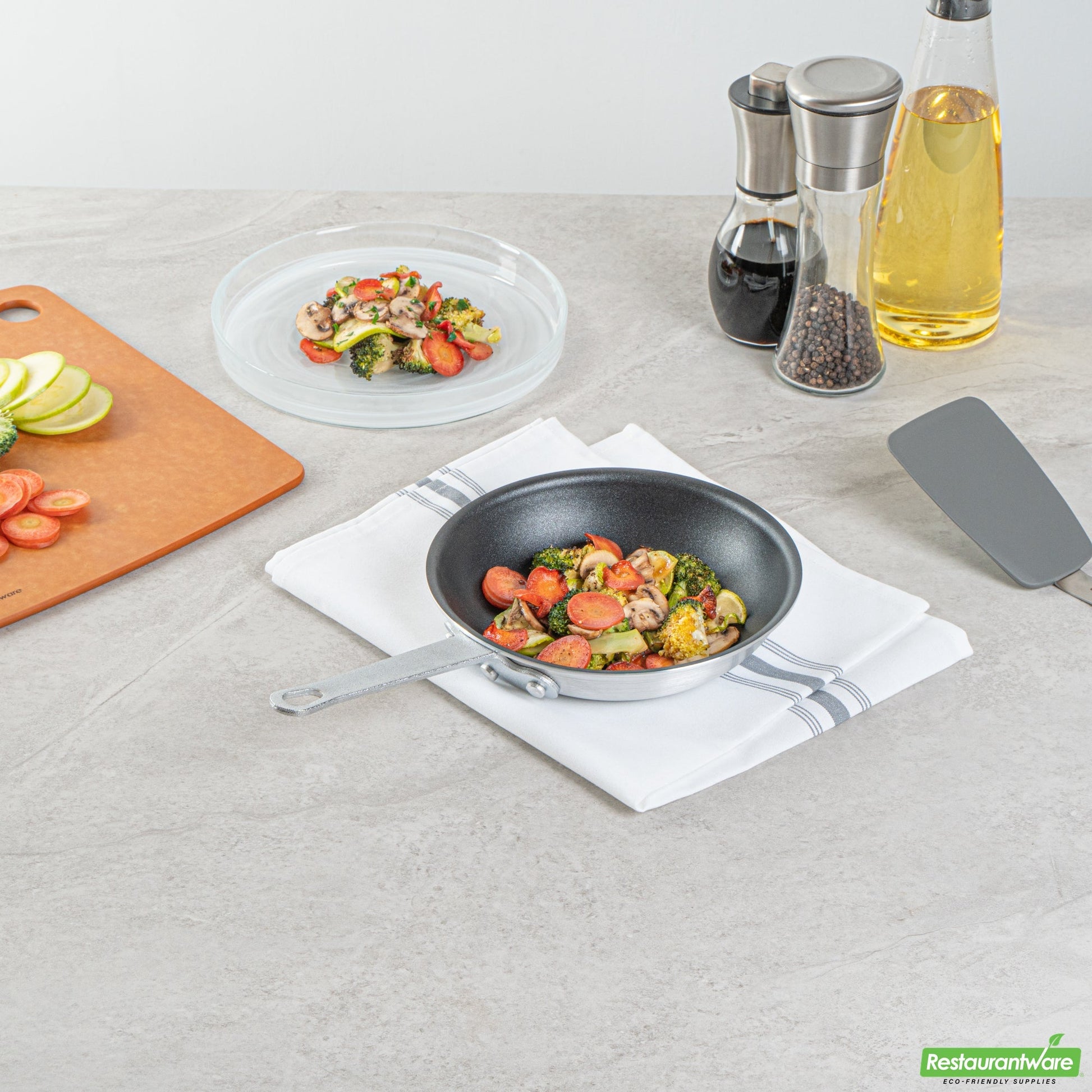 Wholesale Restaurantware Aluminum 7" Fry Pan - Non-Stick - 13" X 7.6" X 2.3"- Bulk