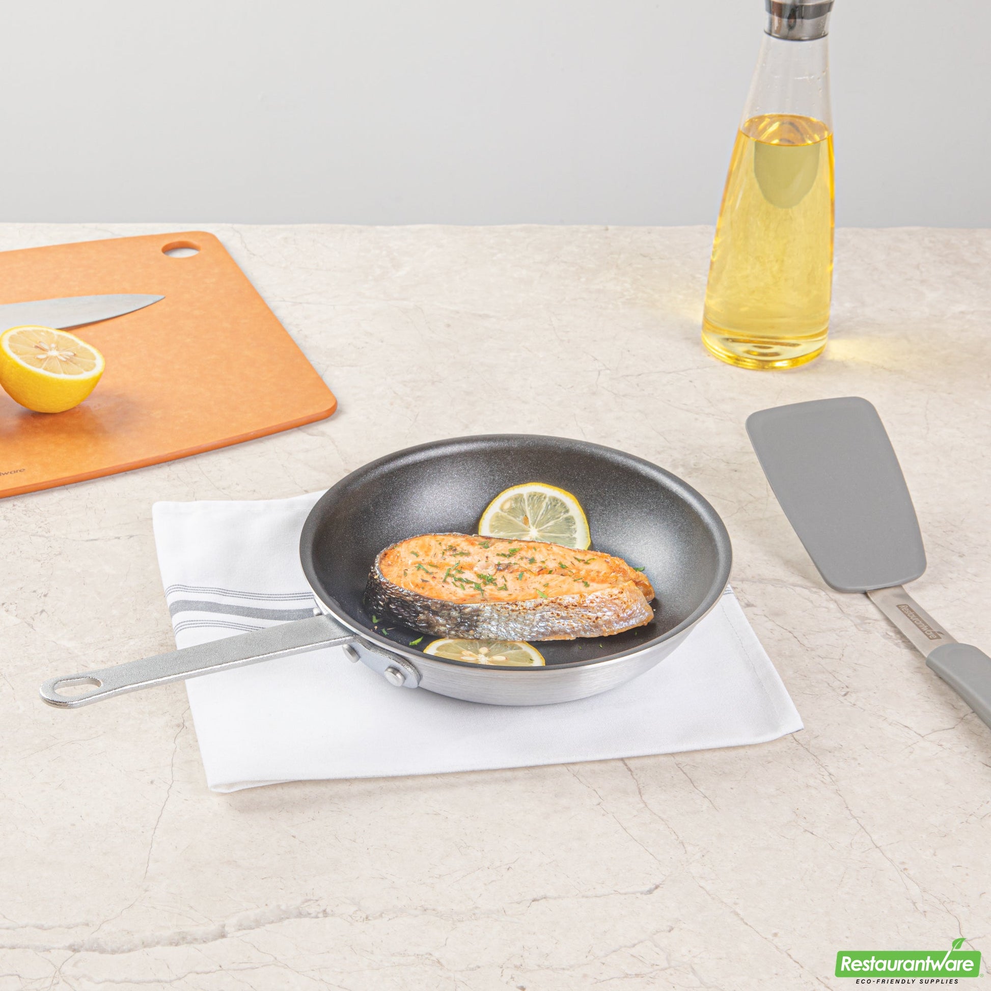 Wholesale Restaurantware Aluminum 8" Fry Pan - Non-Stick - 14.6" X 8.4" X 3"- Bulk