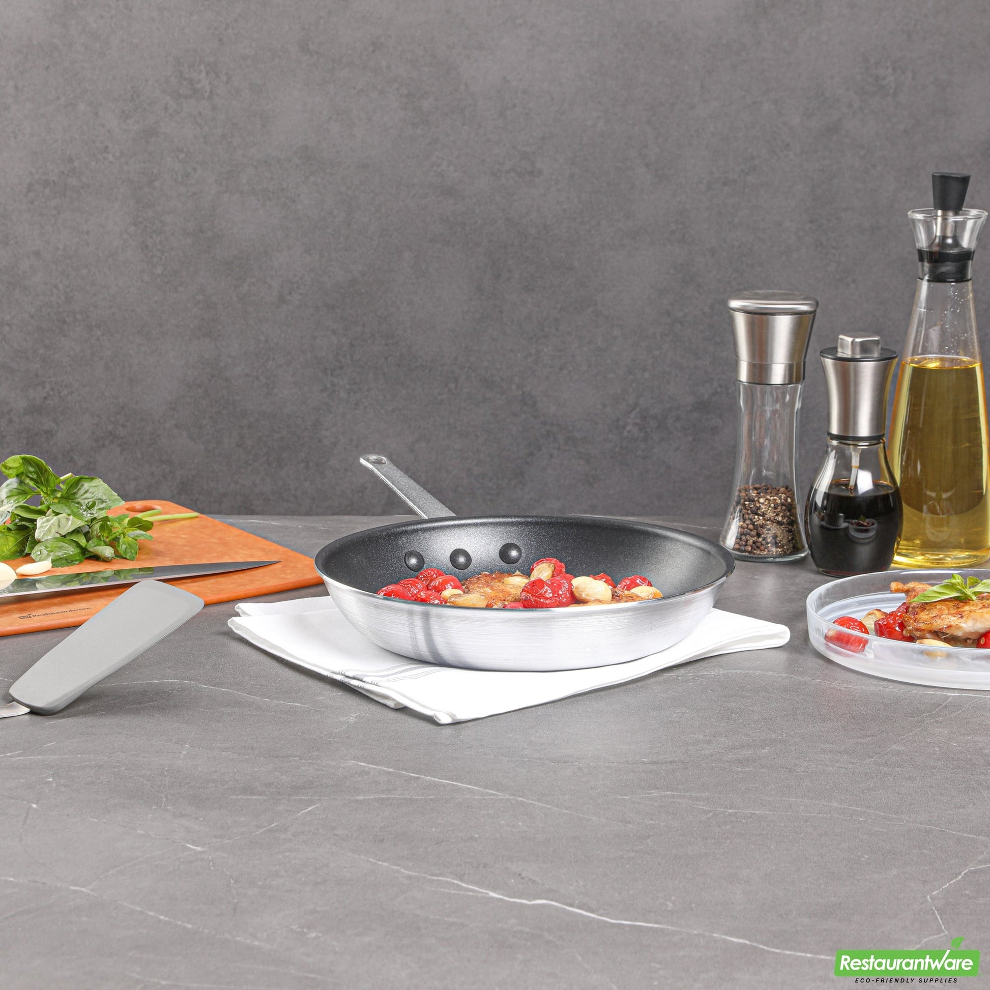 Wholesale Restaurantware Aluminum 10" Fry Pan - Non-Stick - 17.7" X 10.2" X 2.7"- Bulk