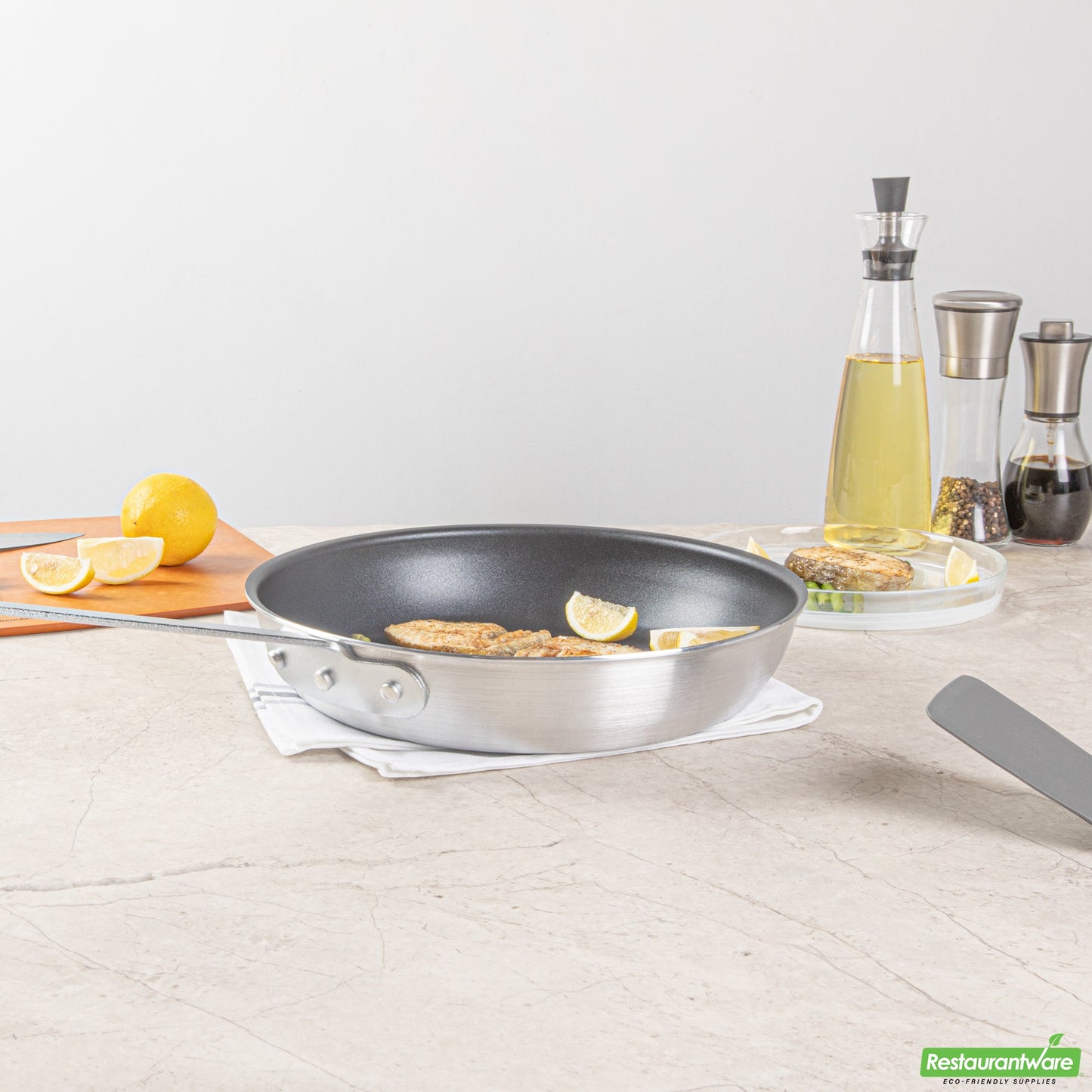 Wholesale Restaurantware Aluminum 12" Fry Pan - Non-Stick - 22.2" X 11.8" X 3.9"- Bulk