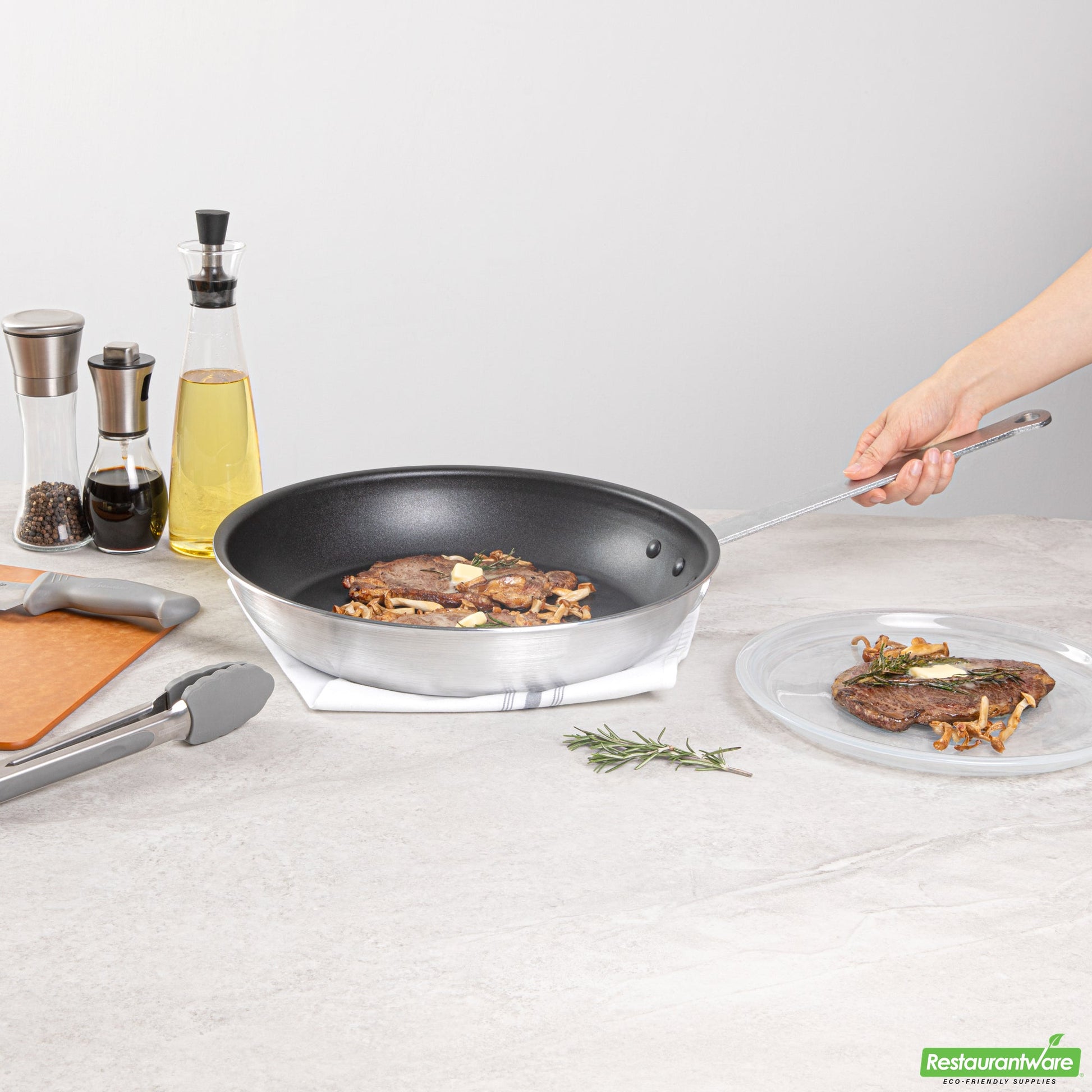 Wholesale Restaurantware Aluminum 14" Fry Pan - Non-Stick - 26" X 14.2" X 6.4"- Bulk