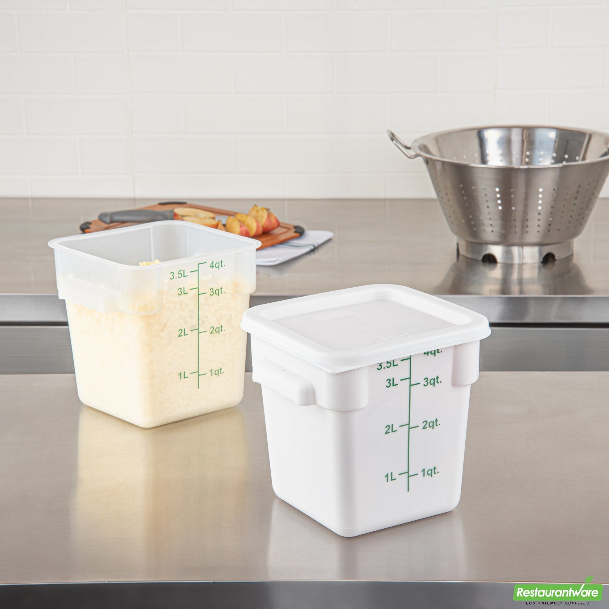 Wholesale Restaurantware Met Lux Square White Plastic Food Storage Container Lid - Fits 2 and 4 Qt- Bulk