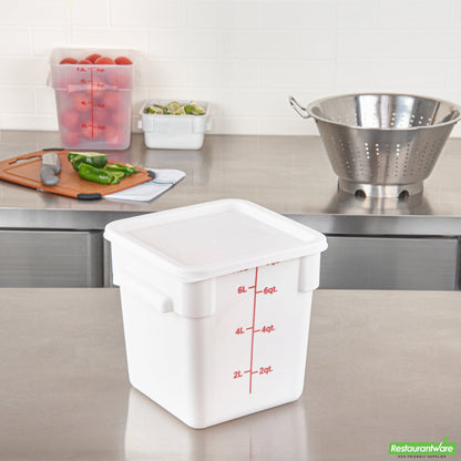 Wholesale Restaurantware Met Lux Square White Plastic Food Storage Container Lid - Fits 6 and 8 Qt- Bulk