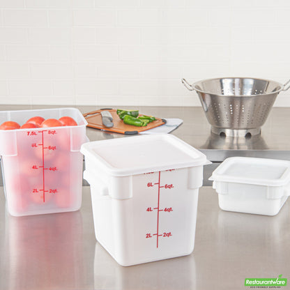 Wholesale Restaurantware Met Lux Square White Plastic Food Storage Container Lid - Fits 6 and 8 Qt- Bulk