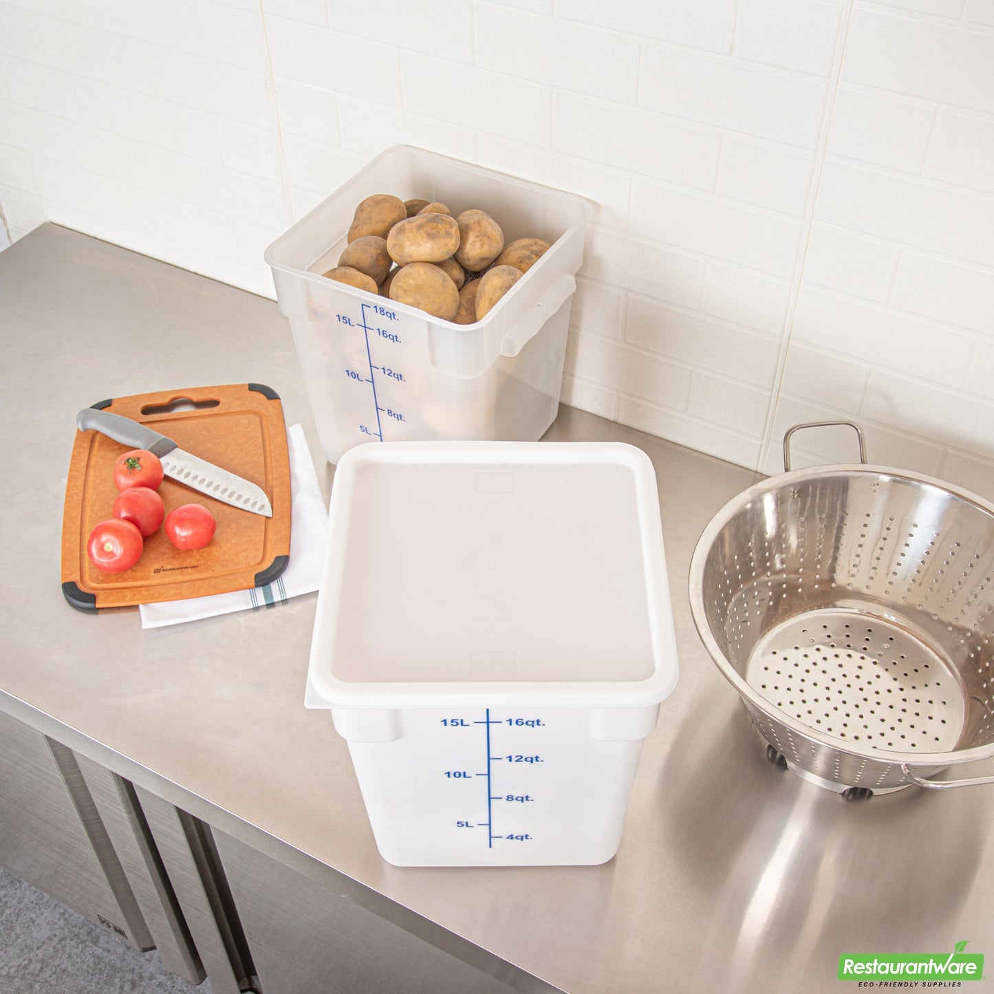 Wholesale Restaurantware Met Lux Square White Plastic Food Storage Container Lid - Fits 12, 18 and 22 Qt- Bulk