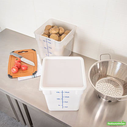 Wholesale Restaurantware Met Lux Square White Plastic Food Storage Container Lid - Fits 12, 18 and 22 Qt- Bulk