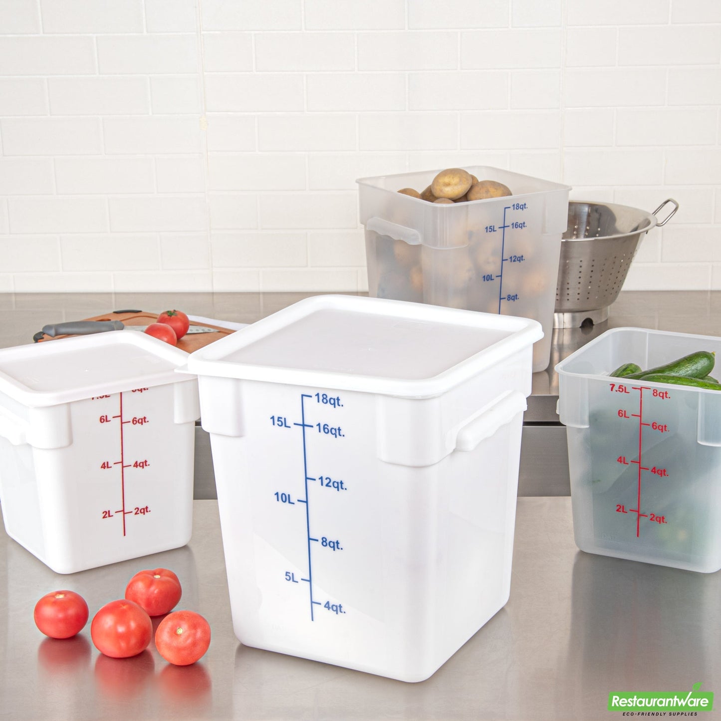 Wholesale Restaurantware Met Lux Square White Plastic Food Storage Container Lid - Fits 12, 18 and 22 Qt- Bulk