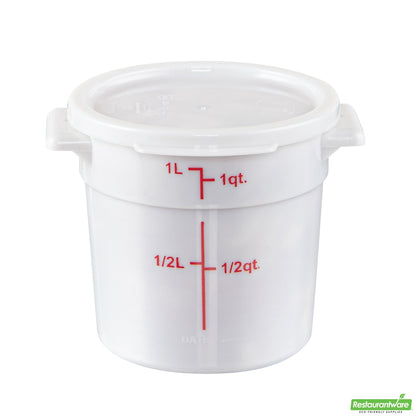 Wholesale Restaurantware Met Lux Round White Plastic Food Storage Container Lid - Fits 1 Qt- Bulk
