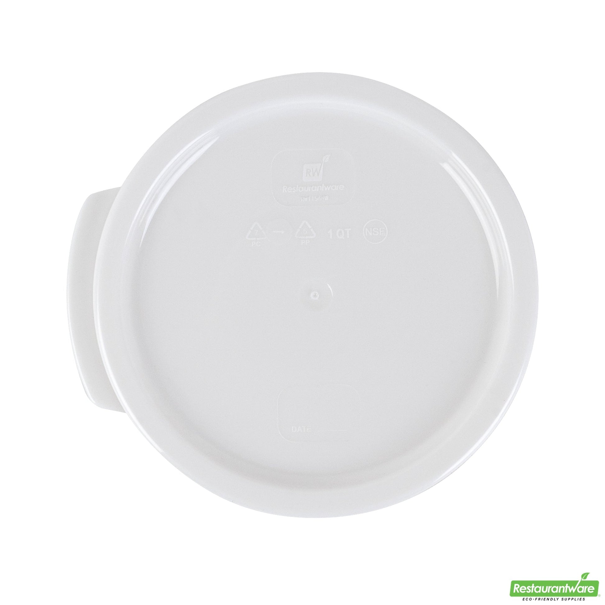 Wholesale Restaurantware Met Lux Round White Plastic Food Storage Container Lid - Fits 1 Qt- Bulk