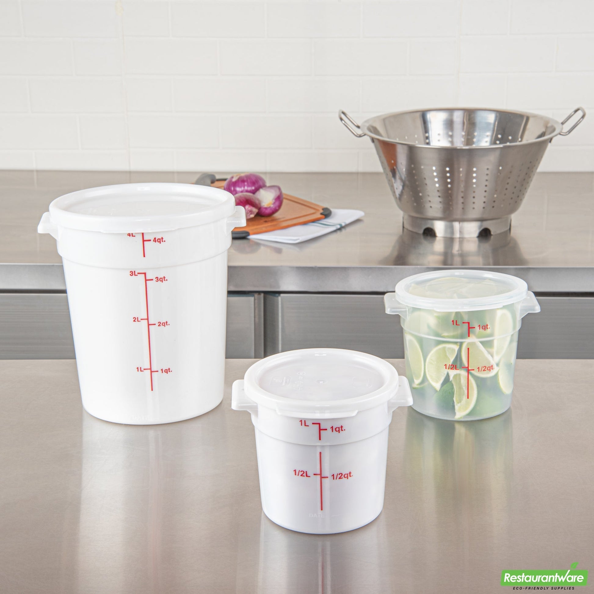 Wholesale Restaurantware Met Lux Round White Plastic Food Storage Container Lid - Fits 1 Qt- Bulk
