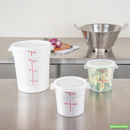 Wholesale Restaurantware Met Lux Round White Plastic Food Storage Container Lid - Fits 1 Qt- Bulk