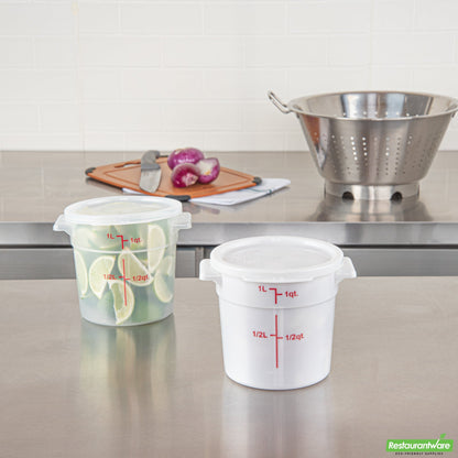 Wholesale Restaurantware Met Lux Round White Plastic Food Storage Container Lid - Fits 1 Qt- Bulk