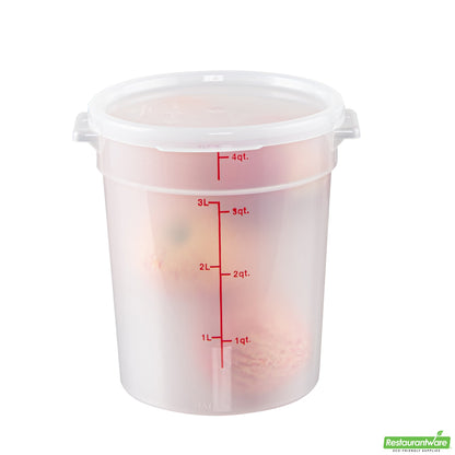Wholesale Restaurantware Met Lux Round Translucent Plastic Food Storage Container Lid - Fits 2 and 4 Qt- Bulk