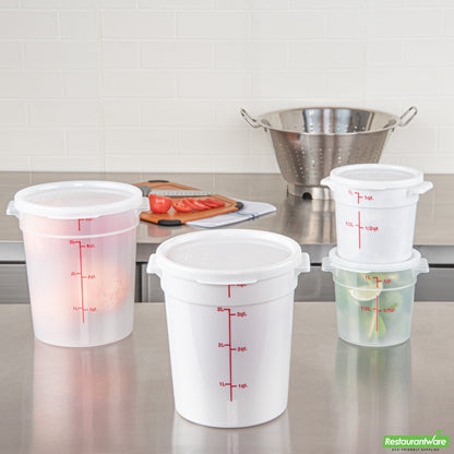 Wholesale Restaurantware Met Lux Round White Plastic Food Storage Container Lid - Fits 2 and 4 Qt- Bulk