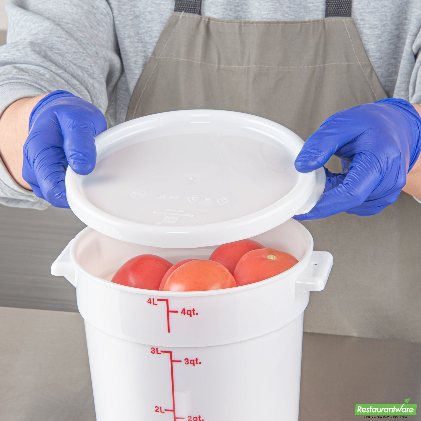 Wholesale Restaurantware Met Lux Round White Plastic Food Storage Container Lid - Fits 2 and 4 Qt- Bulk