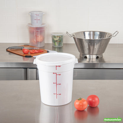 Wholesale Restaurantware Met Lux Round White Plastic Food Storage Container Lid - Fits 2 and 4 Qt- Bulk