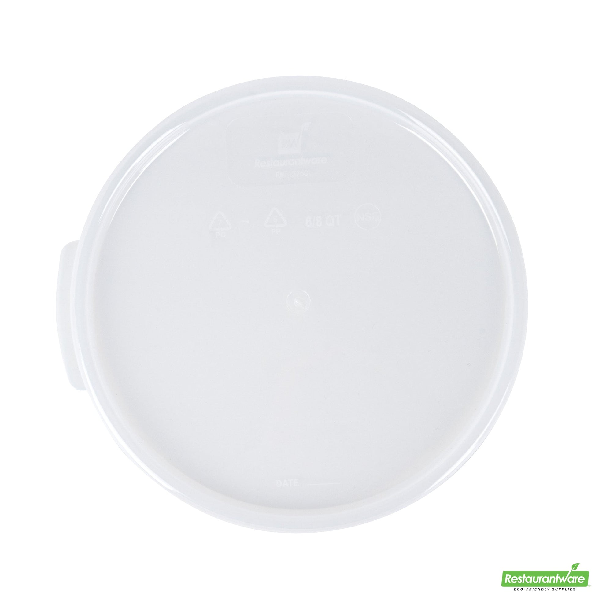 Wholesale Restaurantware Met Lux Round Translucent Plastic Food Storage Container Lid - Fits 6 and 8 Qt- Bulk