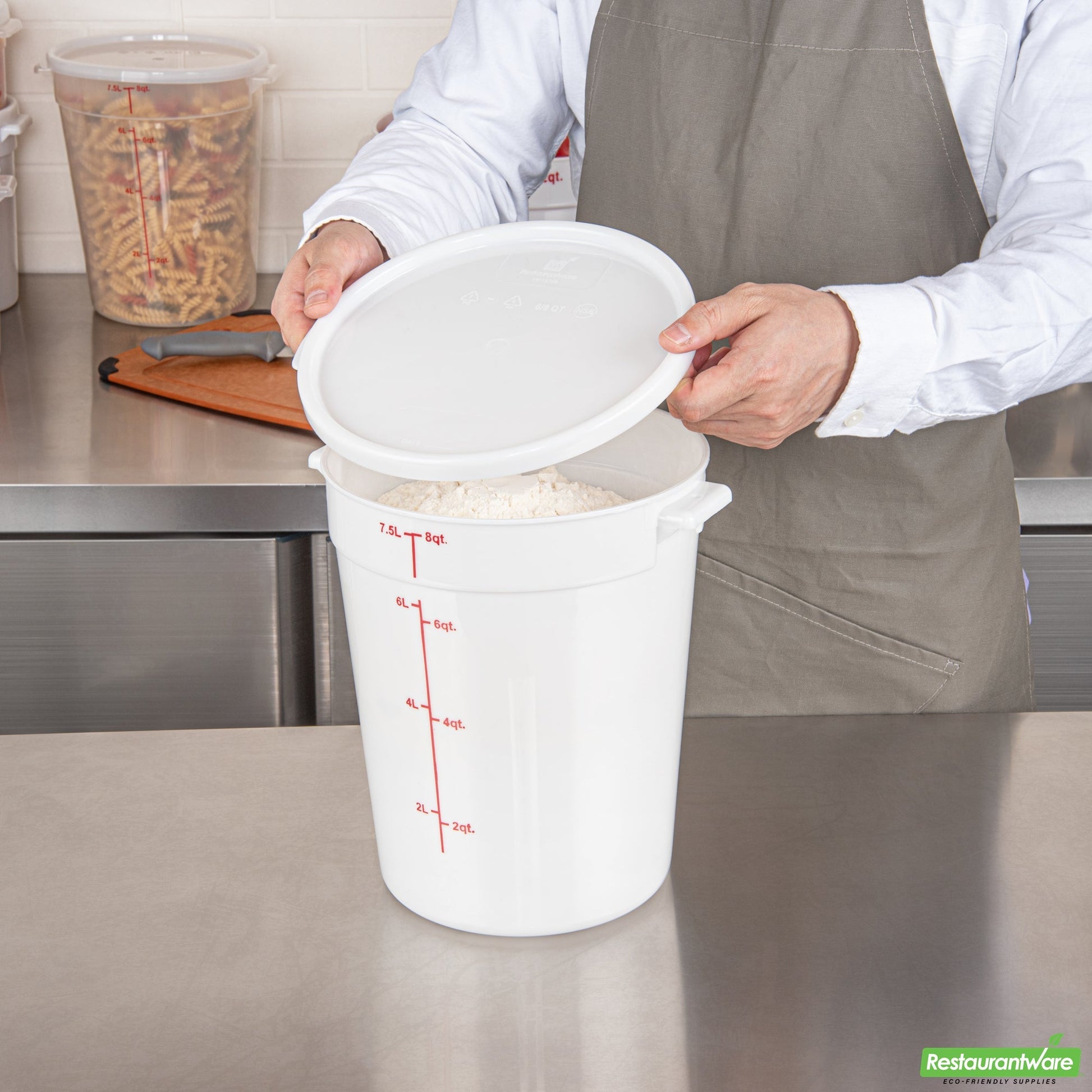 Wholesale Restaurantware Met Lux Round White Plastic Food Storage Container Lid - Fits 6 and 8 Qt- Bulk