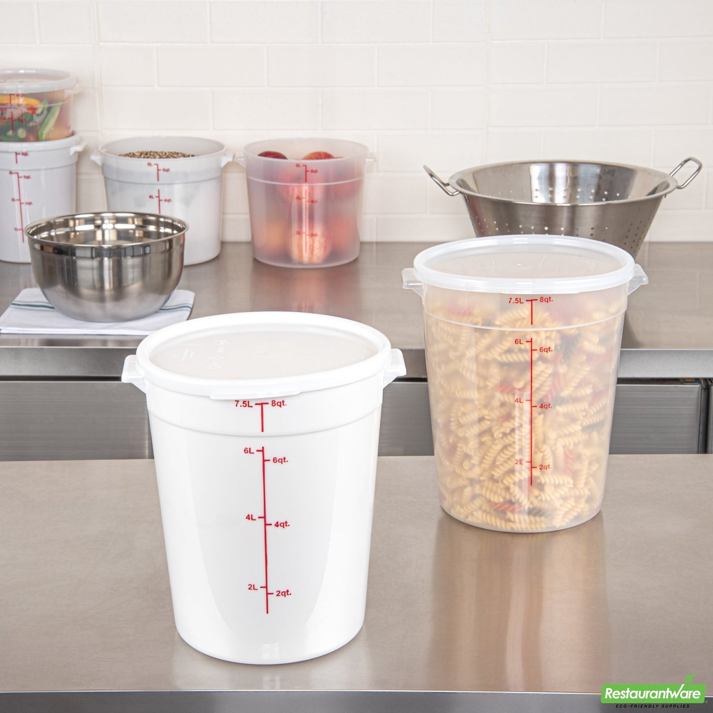 Wholesale Restaurantware Met Lux Round White Plastic Food Storage Container Lid - Fits 6 and 8 Qt- Bulk