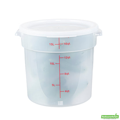 Wholesale Restaurantware Met Lux Round Translucent Plastic Food Storage Container Lid - Fits 12, 18 and 22 Qt- Bulk