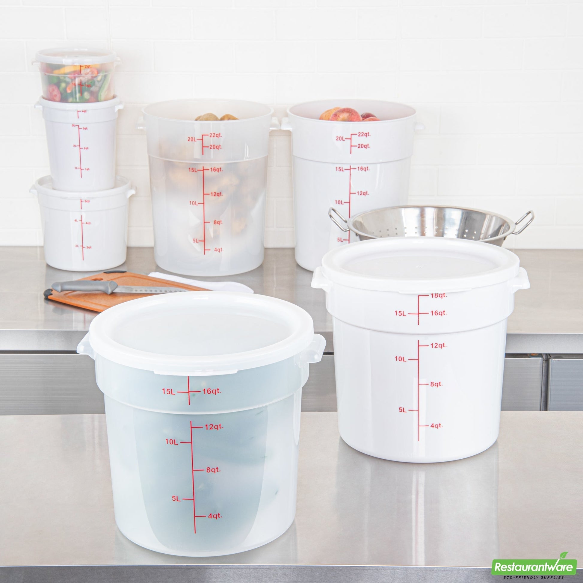 Wholesale Restaurantware Met Lux Round Translucent Plastic Food Storage Container Lid - Fits 12, 18 and 22 Qt- Bulk