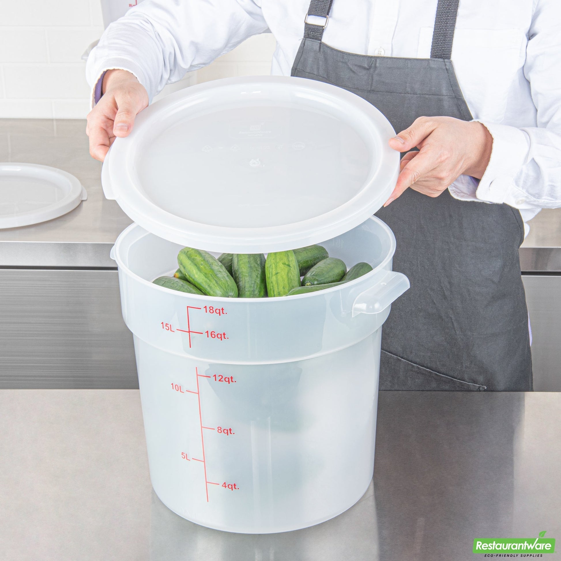 Wholesale Restaurantware Met Lux Round Translucent Plastic Food Storage Container Lid - Fits 12, 18 and 22 Qt- Bulk