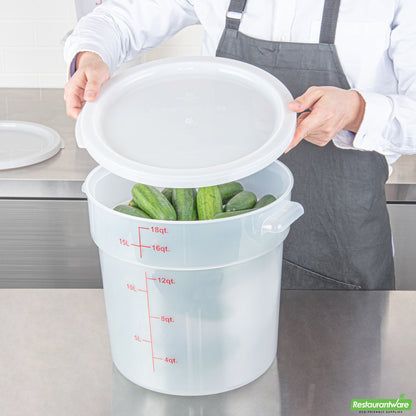 Wholesale Restaurantware Met Lux Round Translucent Plastic Food Storage Container Lid - Fits 12, 18 and 22 Qt- Bulk