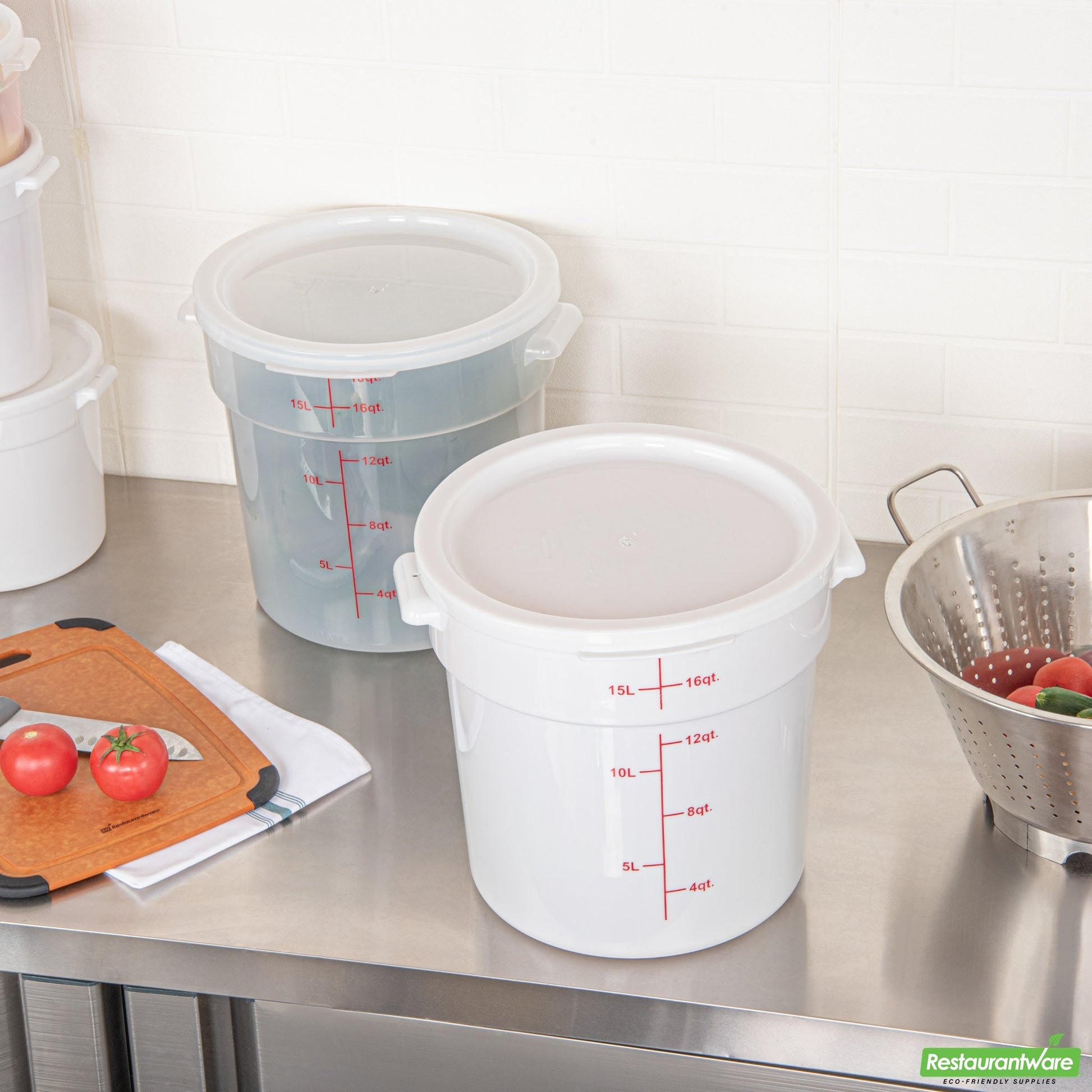 Wholesale Restaurantware Met Lux Round White Plastic Food Storage Container Lid - Fits 12, 18 and 22 Qt- Bulk