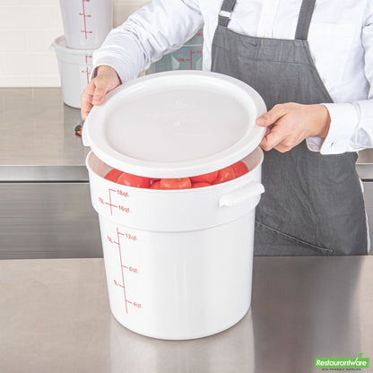 Wholesale Restaurantware Met Lux Round White Plastic Food Storage Container Lid - Fits 12, 18 and 22 Qt- Bulk