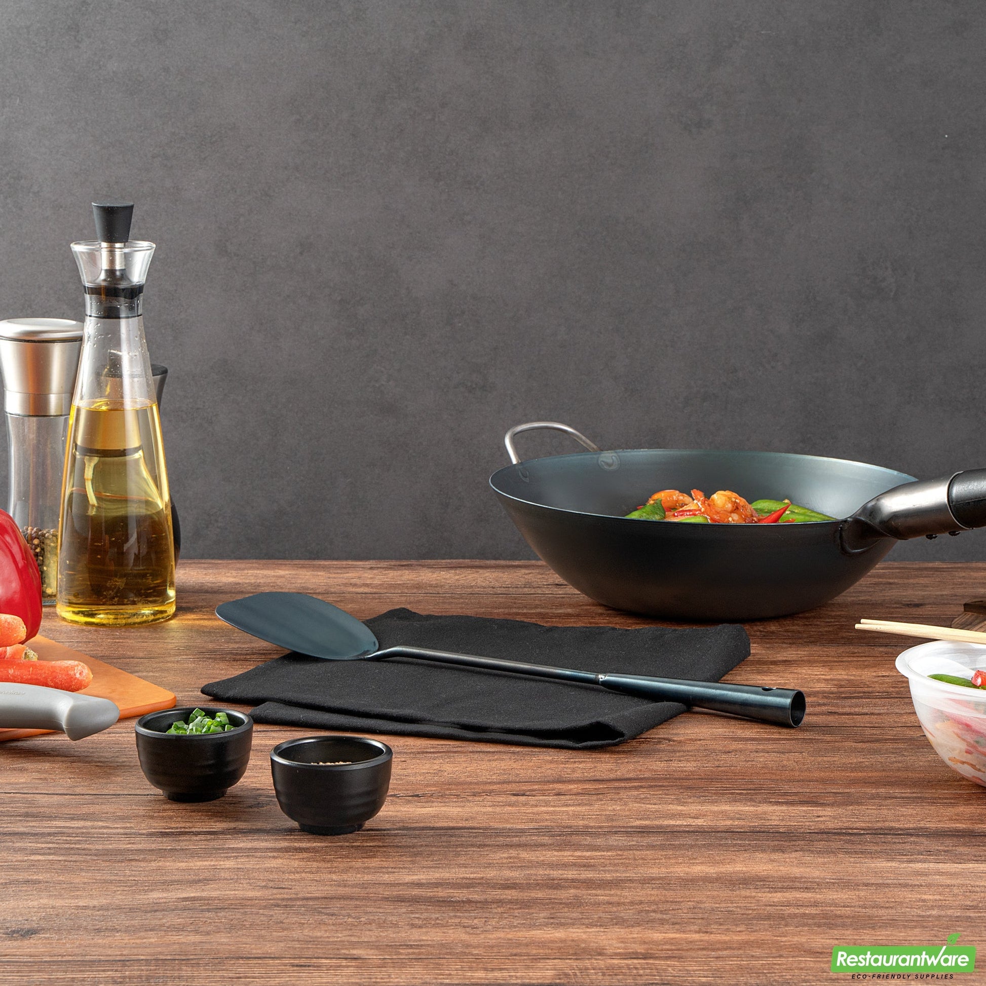 Wholesale Restaurantware Blue Carbon Steel Wok Spatula - Pre-Seasoned- Bulk