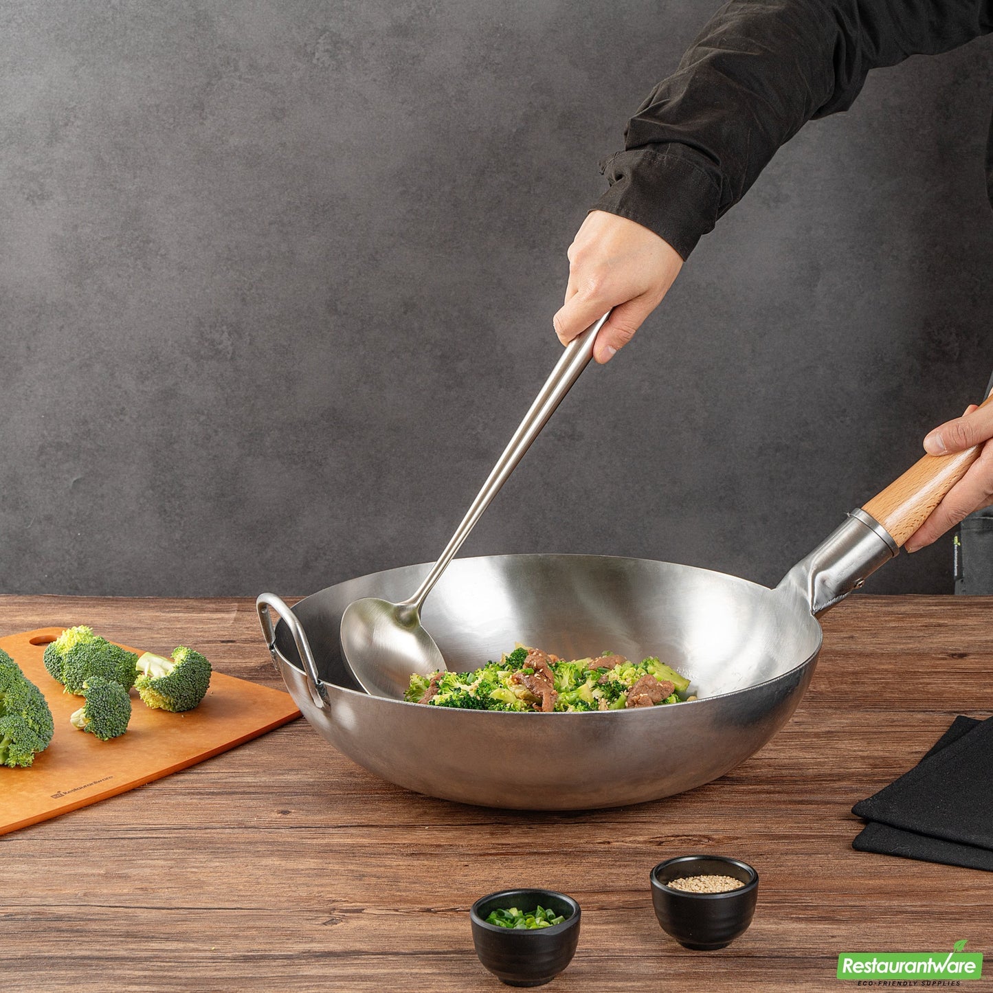 Wholesale Restaurantware Stainless Steel Wok Ladle- Bulk